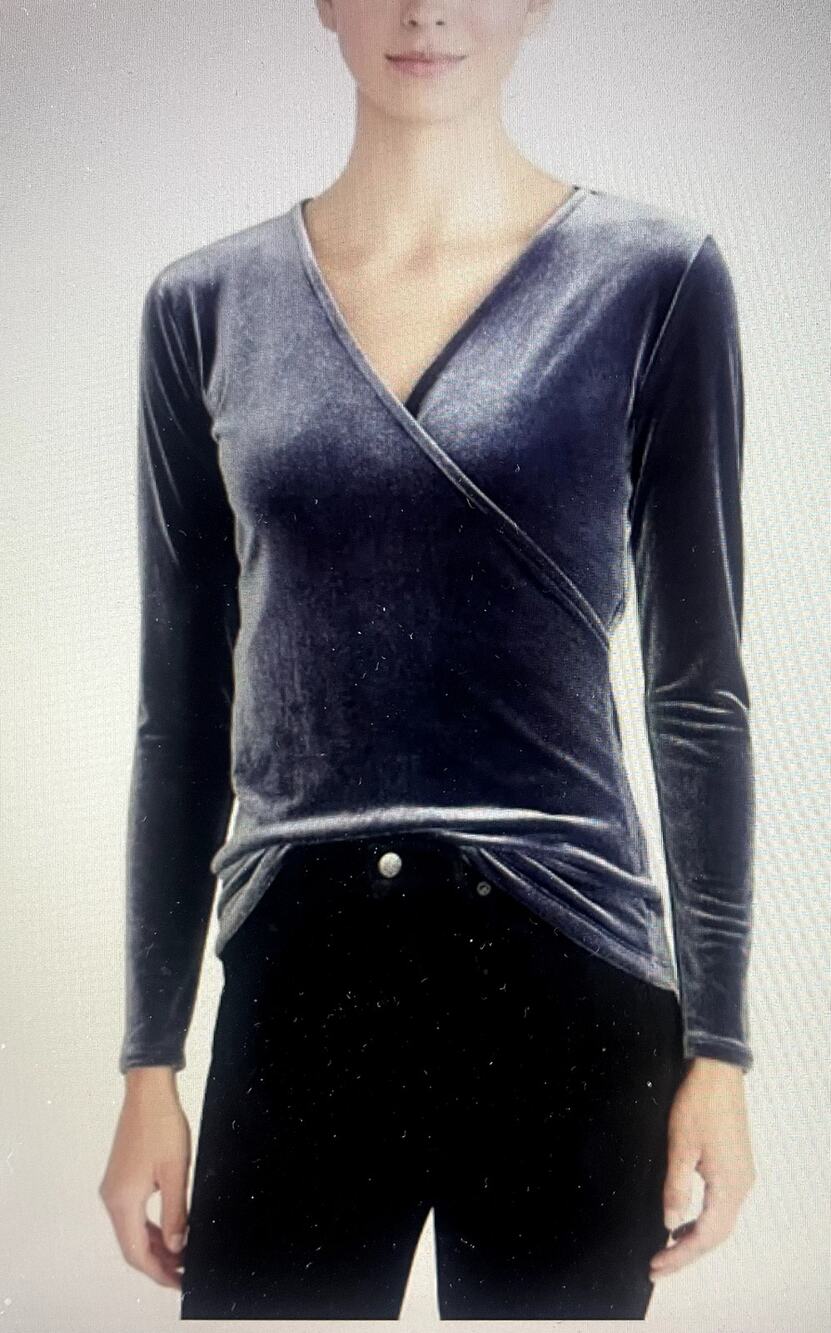 J. Crew Mercantile Blue Velvet Faux Wrap Top Sz M